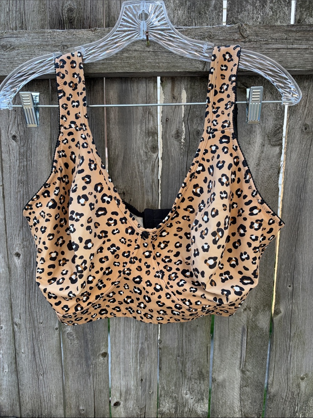 Leopard Print Wireless Bralette - Tan/Black